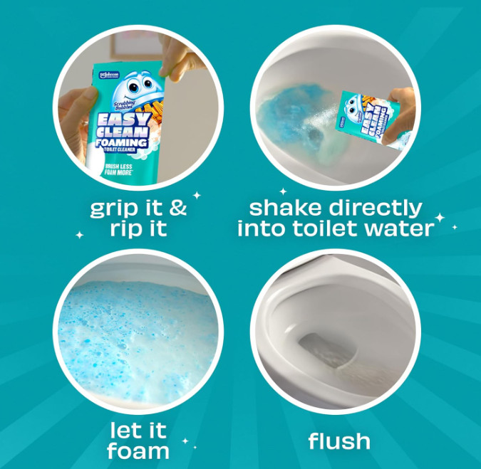 Scrubbing Bubbles Easy Clean Foaming Toilet Bowl Cleaner, Easy Drop In Powder Po