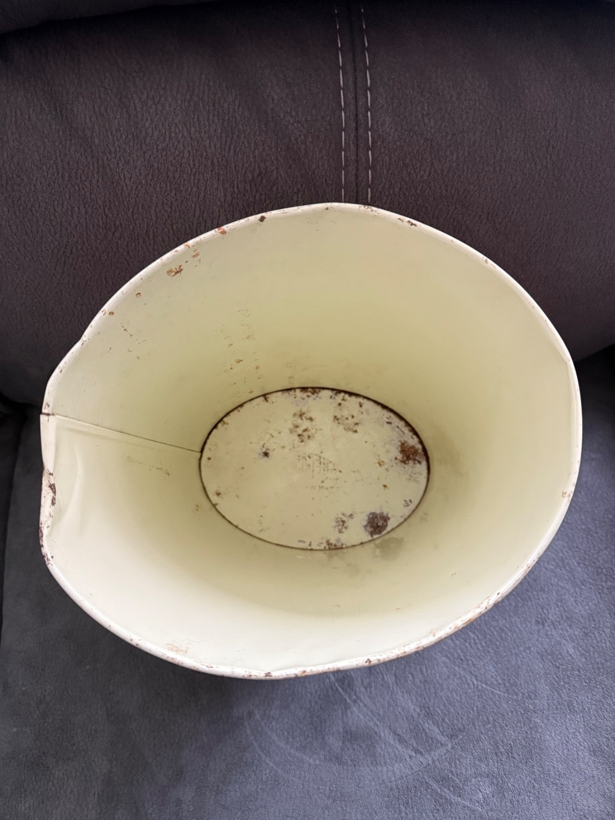 VTG Cheinco Garbage Tin Can Red Stripes 9.5 in tall