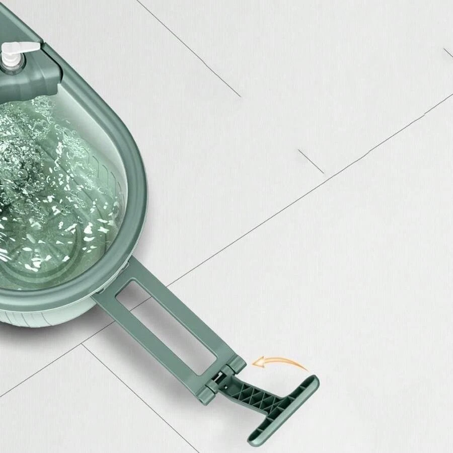 360° Spin Mop Bucket System 61″ Handle 2 Microfiber Refills