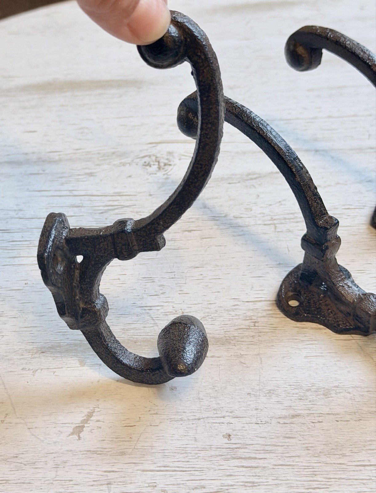 5 Cast Iron Rustic Brown double Wall Hooks Vintage Style Coat Entryway Hook 5.5”
