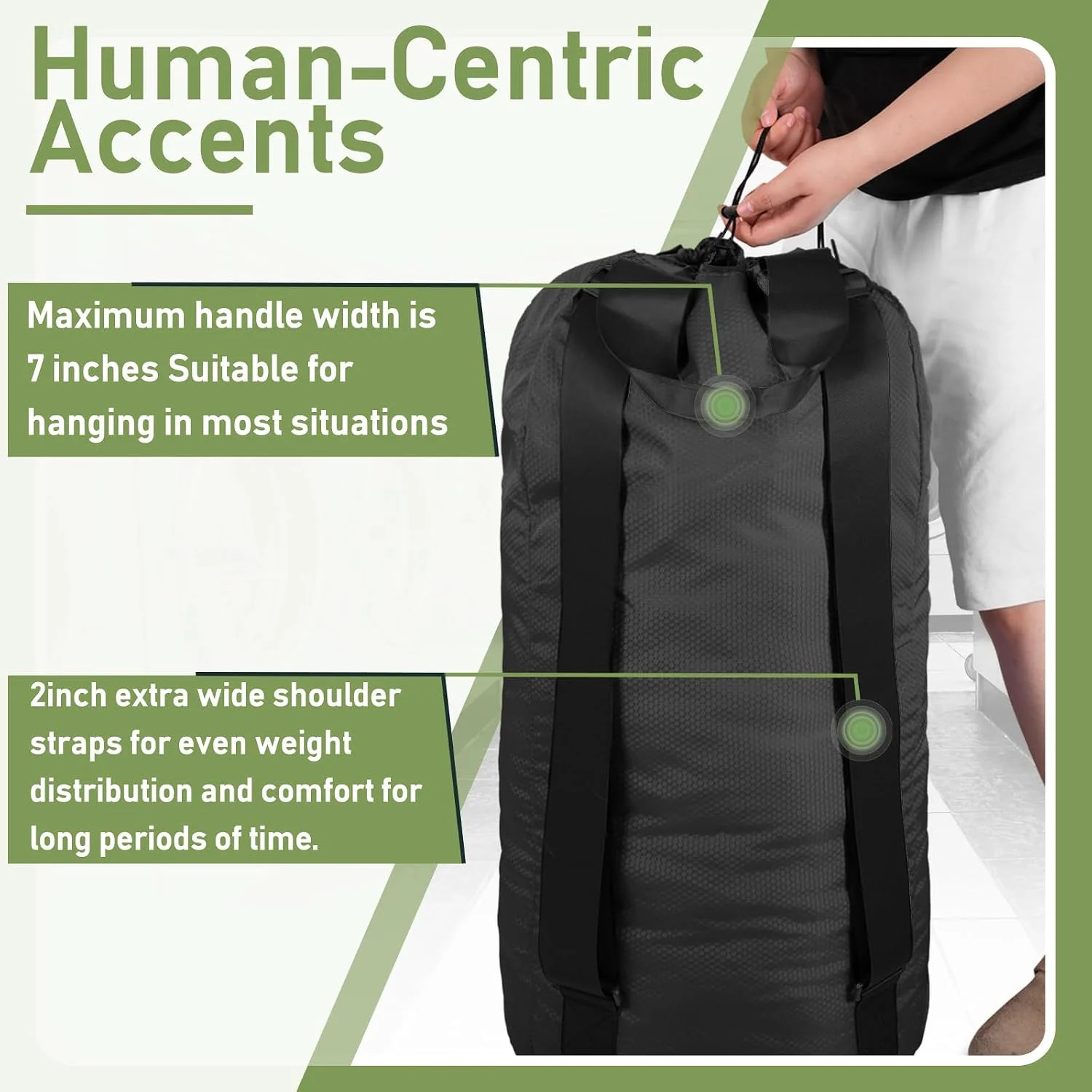 Large Laundry Bag Backpack Shoulder Straps Mesh Pocket Travel College Dorm Black