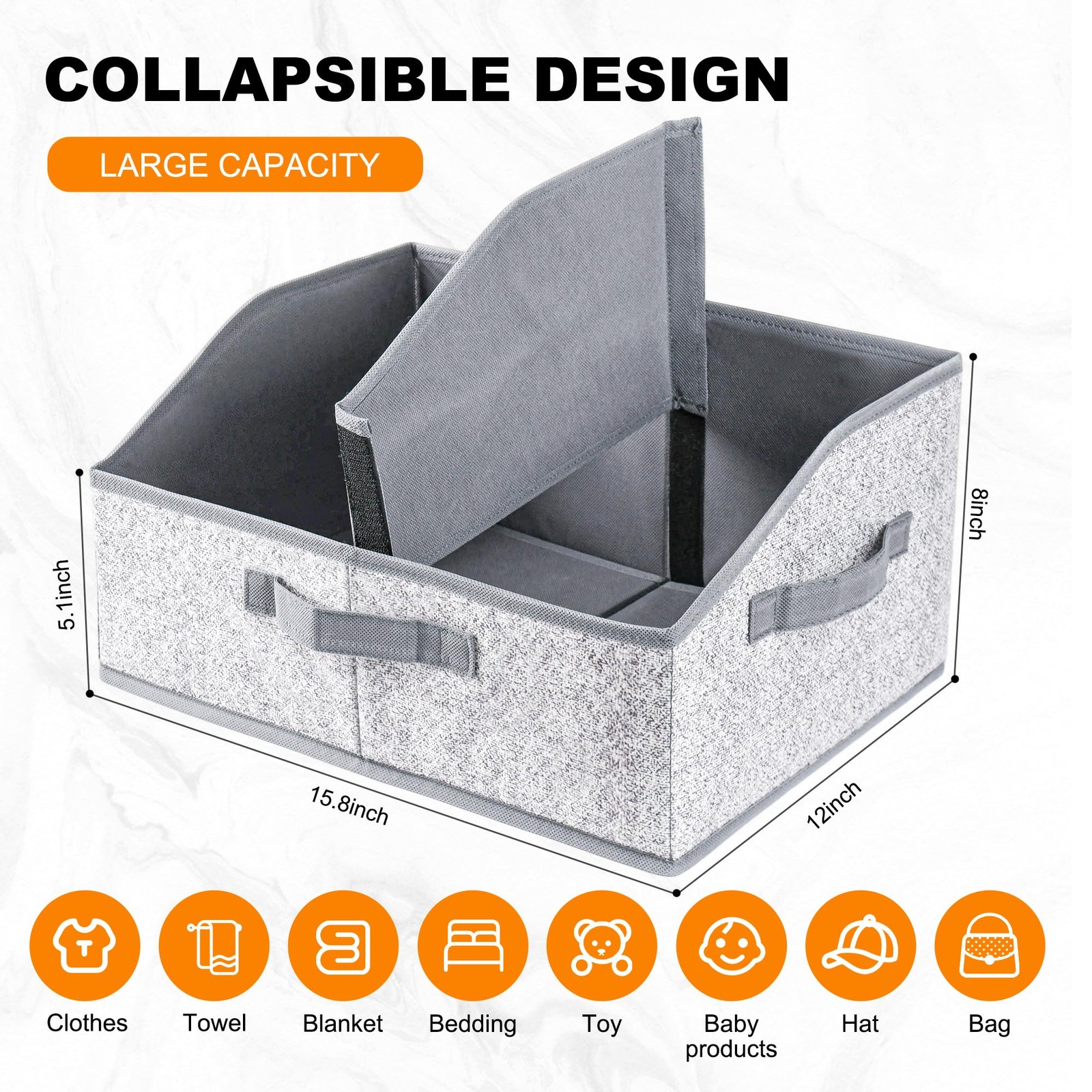 6 PCS Beige Large Trapezoid Fabric Closet Storage Bins Divider Cubes Box