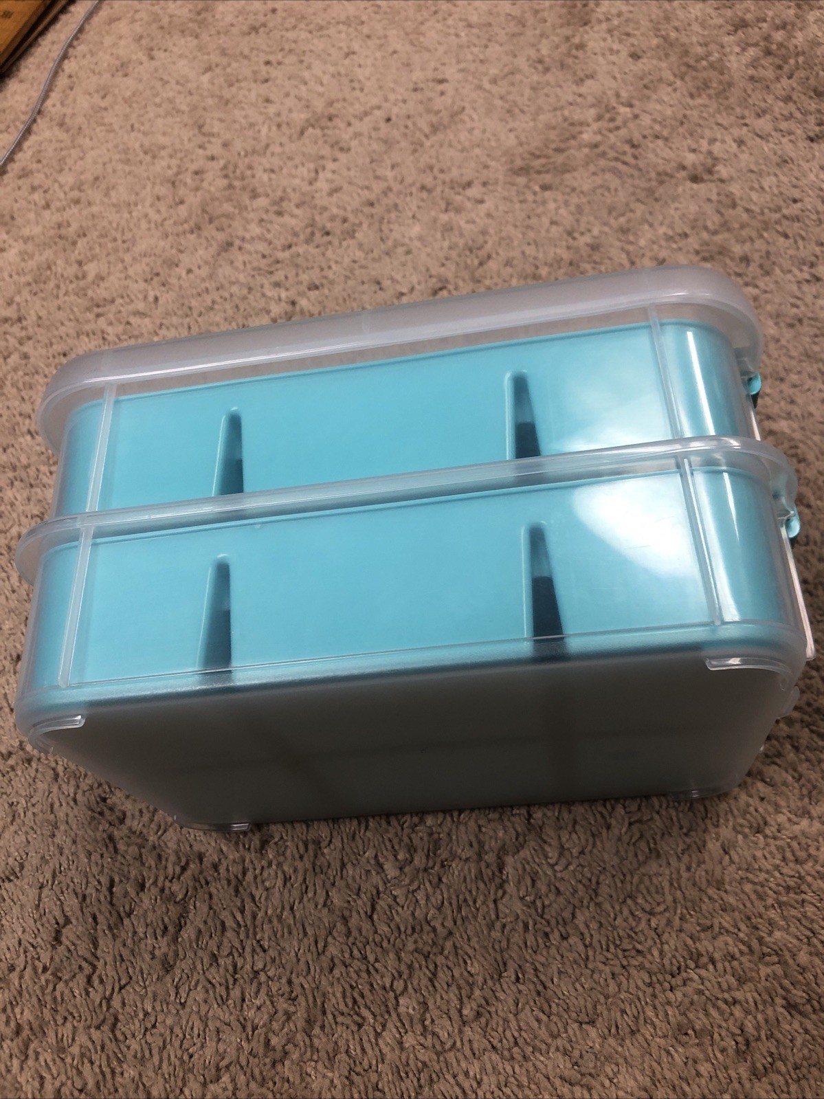 Sterilite Teal Rectangular Storage Container Snap Lid 12 Compartments EX