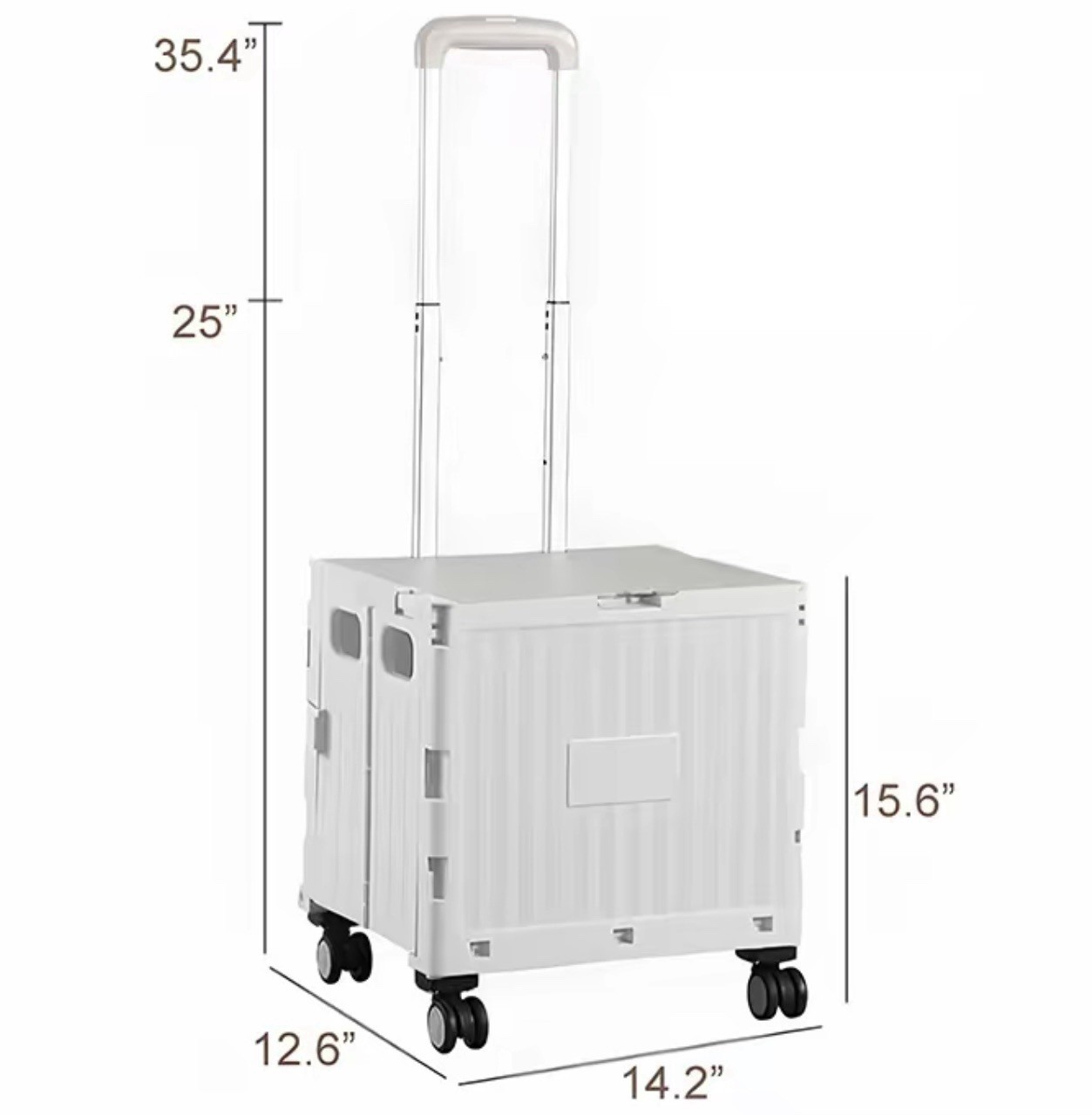 Folding Rolling Cart with Lid,Collapsible Trolley for Shopping and Office(pink)