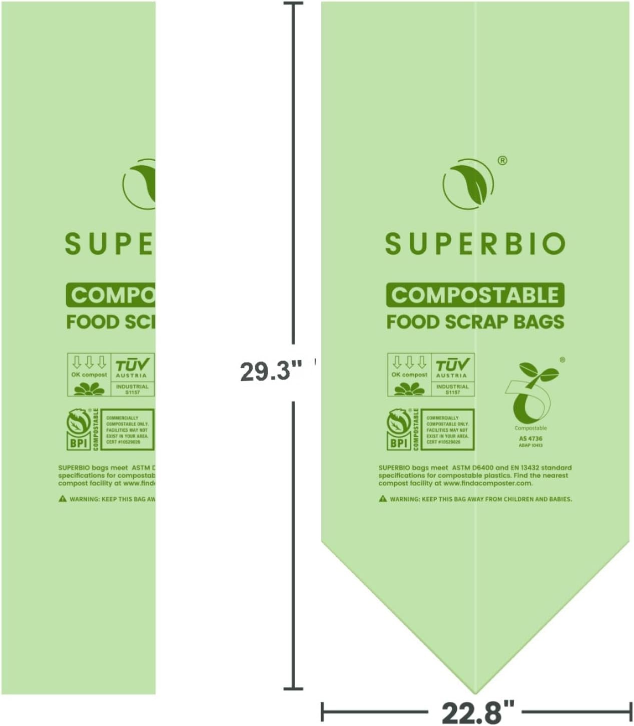 50pc 13gal Compostable Kitchen Waste Bags,Flat Top Food Scrap Bags,49.2L 0.87 Mi