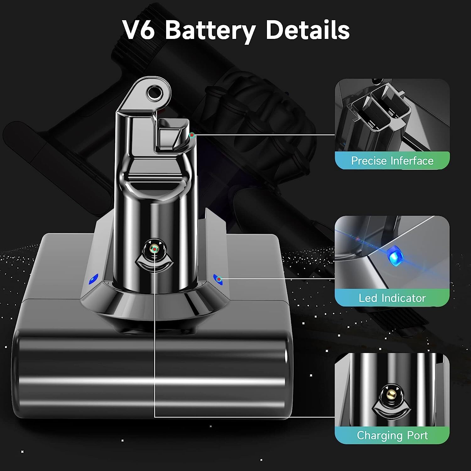 9500mAh V6 Battery 21.6V For Dyson V6 Battery SV04 SV03 DC59 Animal Battery new