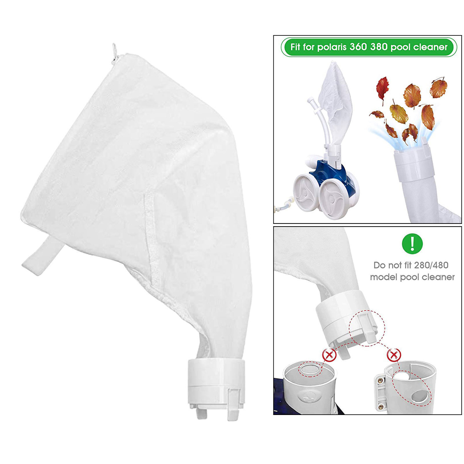 2x Pool Cleaner Bags Purpose Filter Bag for Polaris 360 380 Part Cleaner Zipper