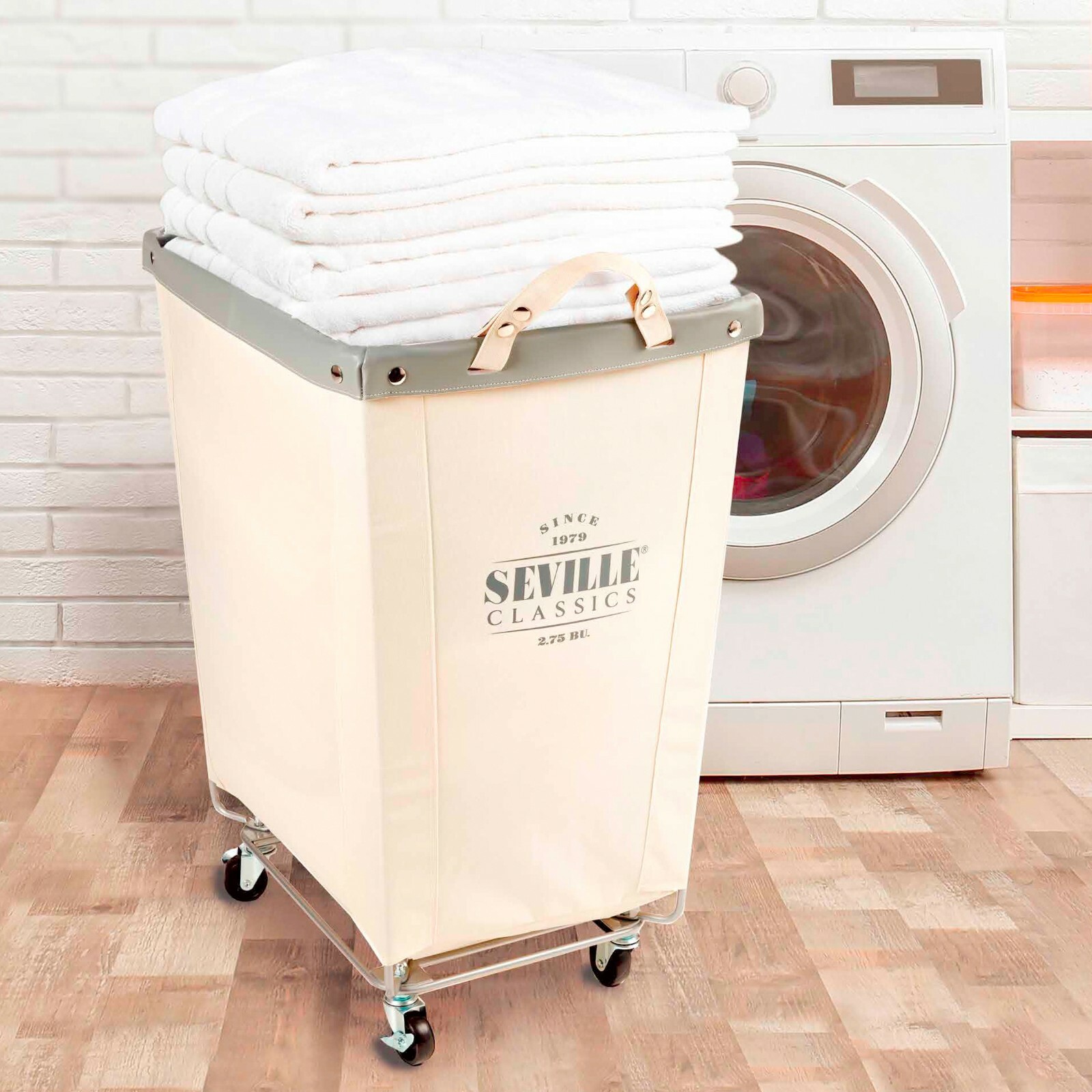 Seville Classics Commercial-Grade Heavy-Duty XL Canvas Laundry Hamper on Wheels
