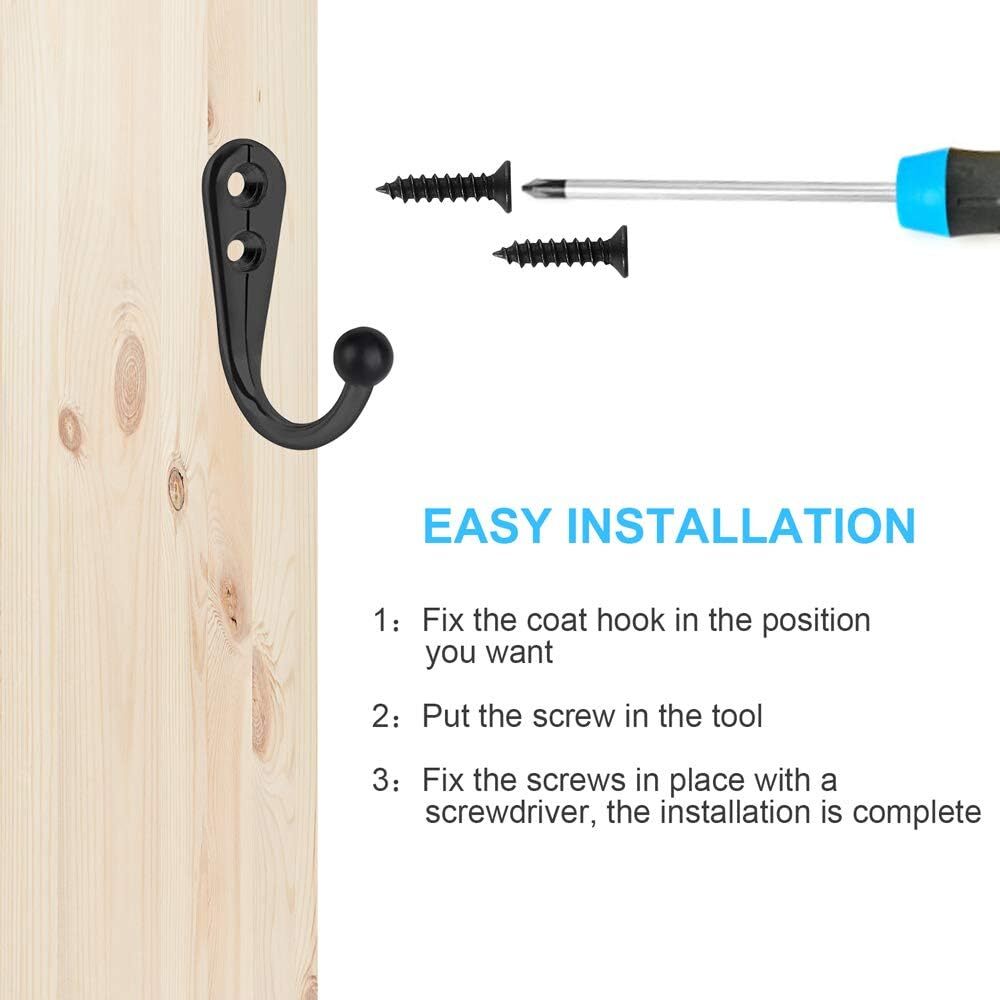 10 Pieces Wall Mounted Delicate Small Hooks with Screws for Home Hanging