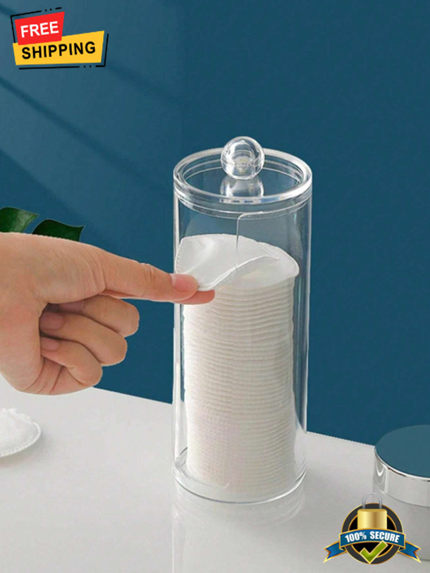 1 pc Plastic Face Pad & Cotton Swab Holder Cosmetic Organizer for Bathroom