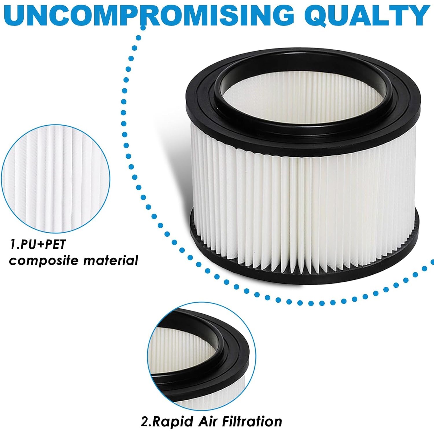 2 Pack 17810 Filter for Craftsman Shop Vac 3 to 4 Gallon General Purpose Vacuums