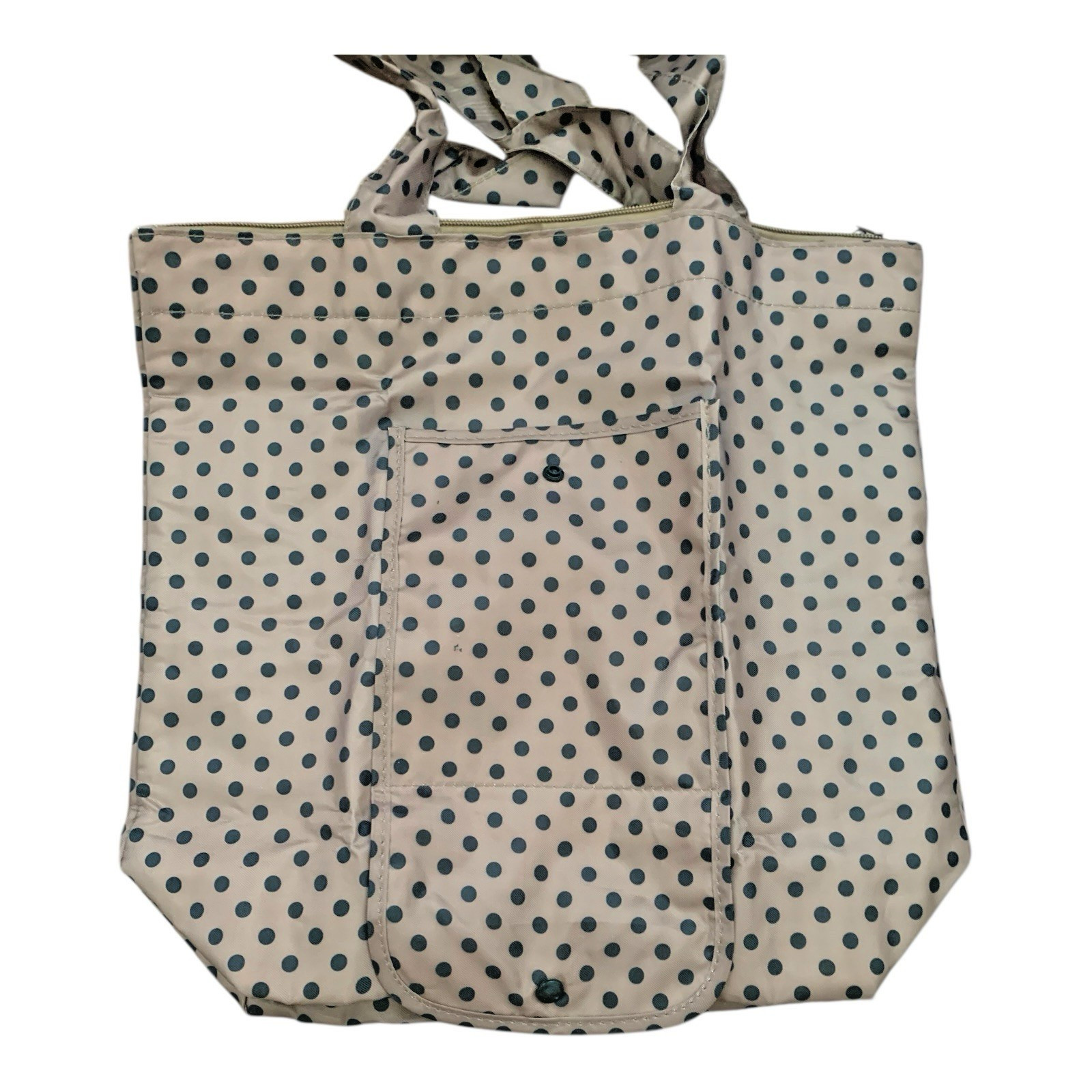 Unbranded Folding Reusable Tote Bag Set Paisley Polka Dot Blue Tan 5 Piece Set
