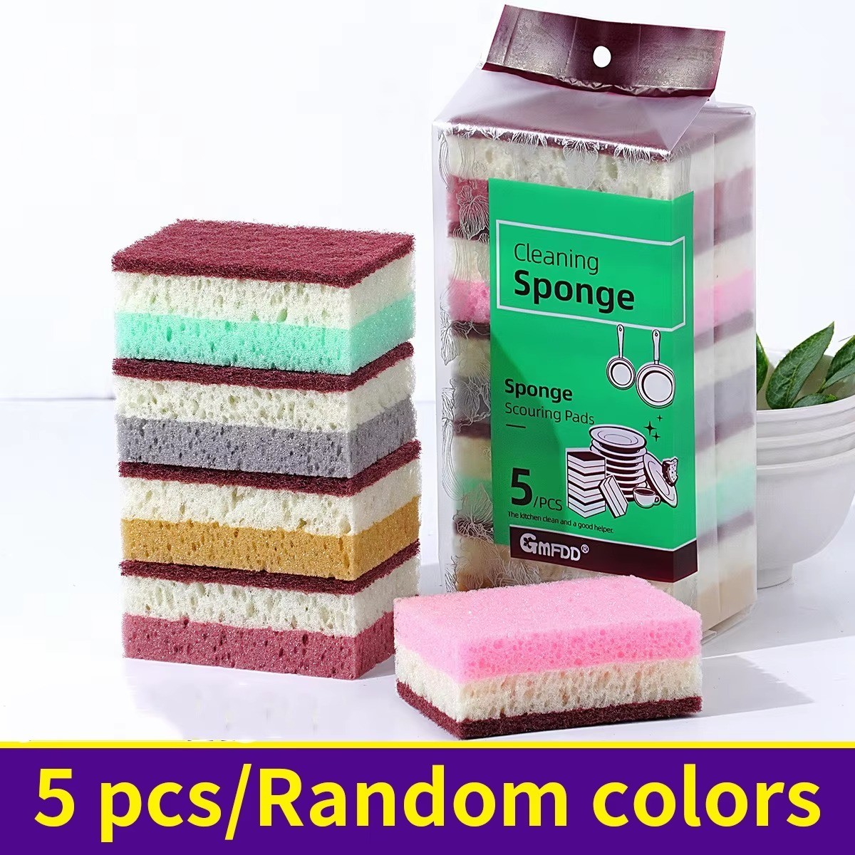10pcs High Density Sponge Cleaning Cloth: Non-Greasy Dishwashing & Kitchen Tool