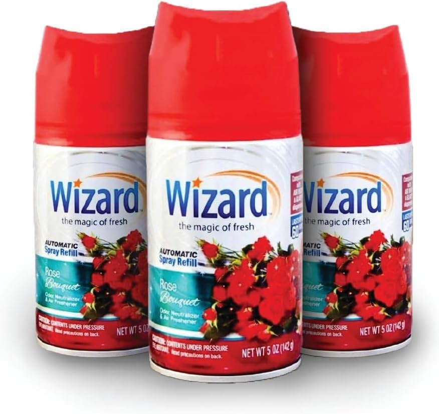 3 WIZARD AUTOMATIC SPRAY REFILLS – 5 oz ROSE BOUQUET