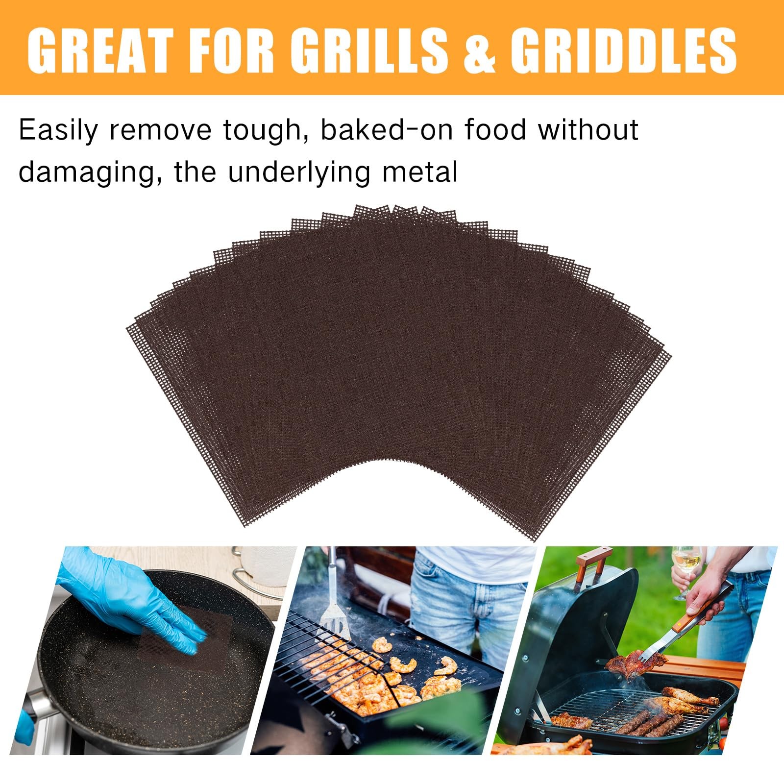 50 Pack Griddle 4×5.5” Screen Grill Cleaning Screens Pre-treated Abrasive Me…