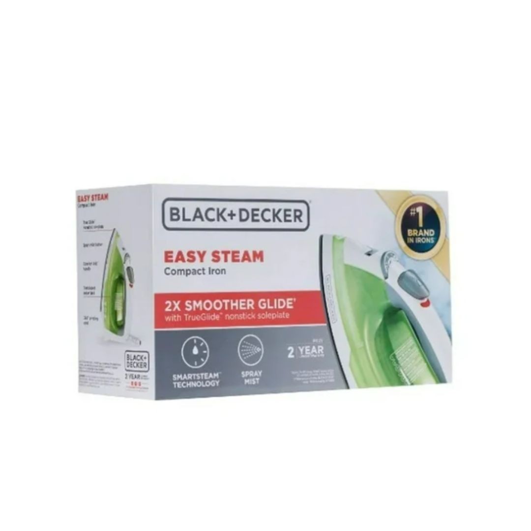 BLACK+DECKER Easy Steam Iron for Clothes, Smart Steam, 1200W, TrueGlide Nonstick