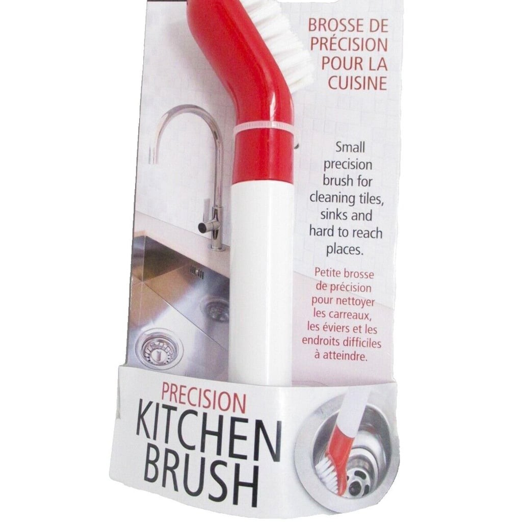 Joie Precision Kitchen Brush — Small Grout & Sink Cleaning Tool, Red/White