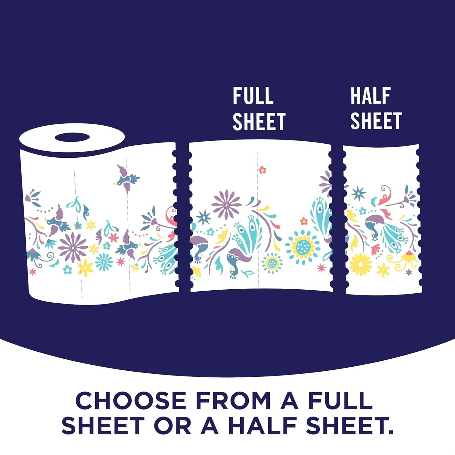 Sparkle Pick-A-Size Paper Towels Spirited Prints 6 Double Rolls = 12 Regular