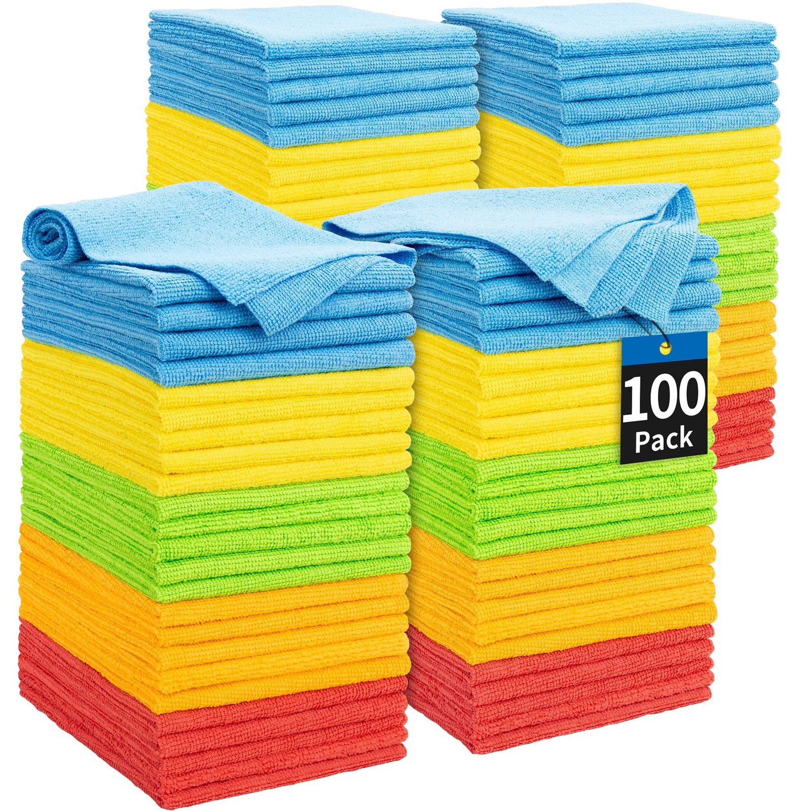 Microfiber Cleaning Cloth, 100 Pack Cleaning Rags Microfiber Towel Bulk Absor…