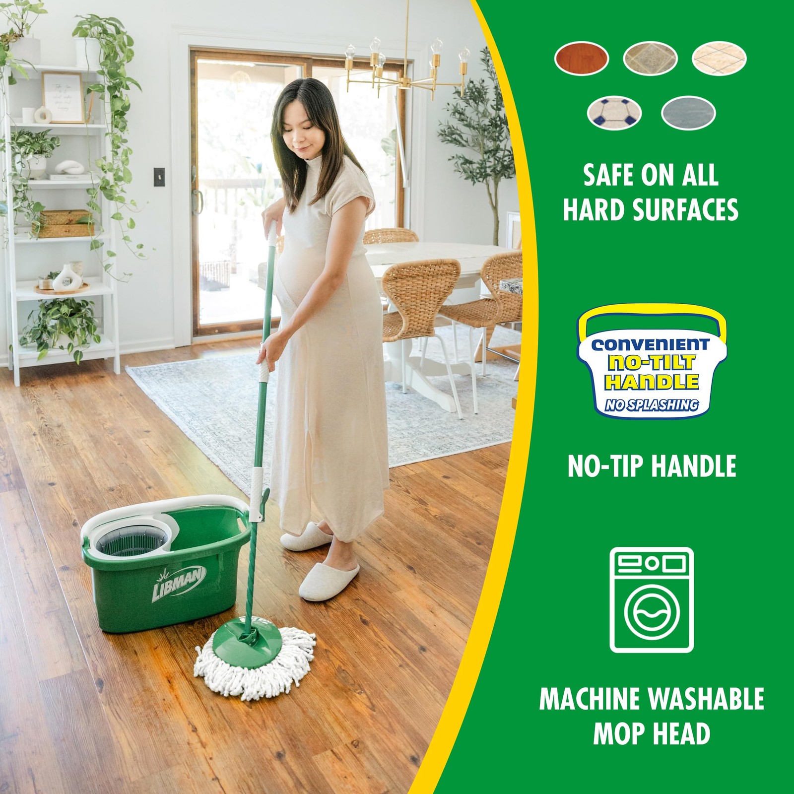 Libman Tornado Spin Mop System and 1 Refill, Mop and Bucket with Wringer Set