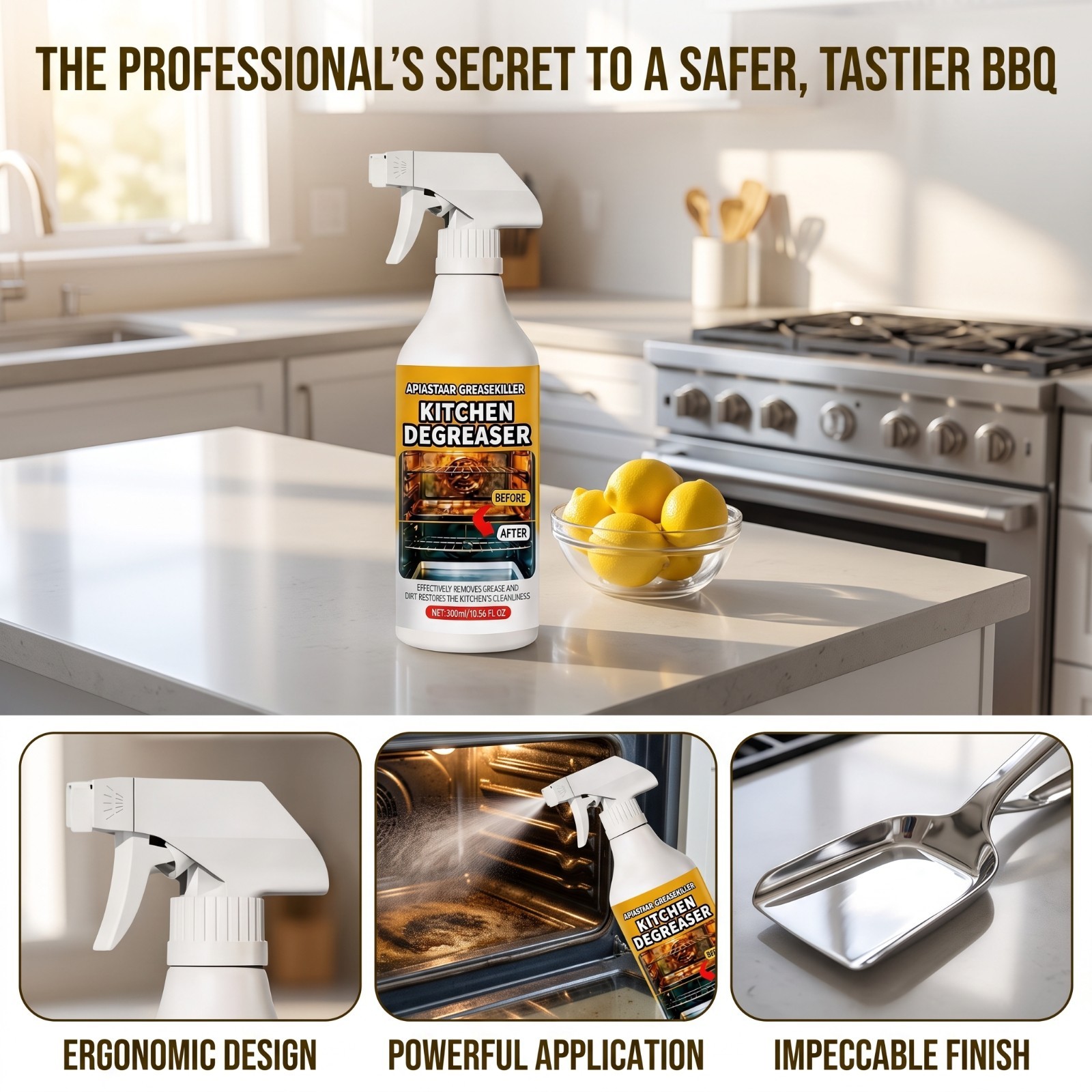 Apiastar Greasekiller Spray Heavy Duty Degreaser Multi-Use for Grills 300ml