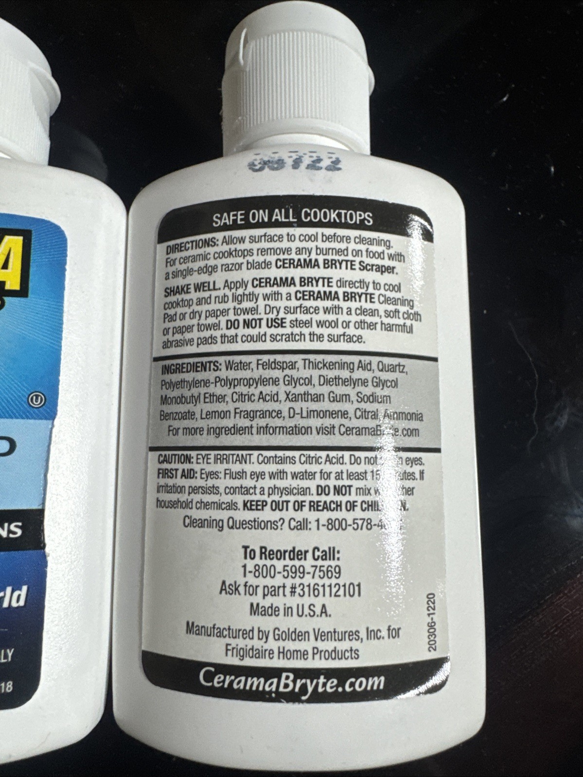 Lot Of FOUR Bottles Cerama Bryte CookTop Cleaner, Removes Tough Stains, 2.75 Oz.