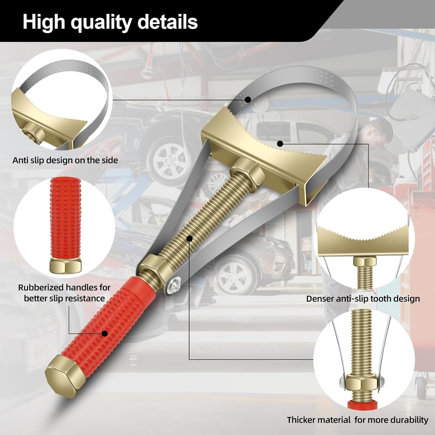 Adjustable Heavy Oil Filter Wrench for Trucks and Excavators, 9-15 cm Diameter