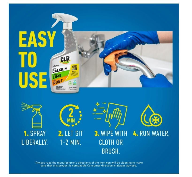 CLR Calcium Lime and Rust Remover EPA Safer Choice 22 oz Spray (2 Pack)