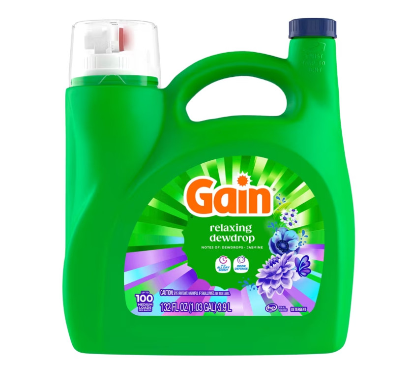 (2 Pack) Gain Laundry Detergent Liquid Relaxing Dewdrop 132 fl oz 100 Loads