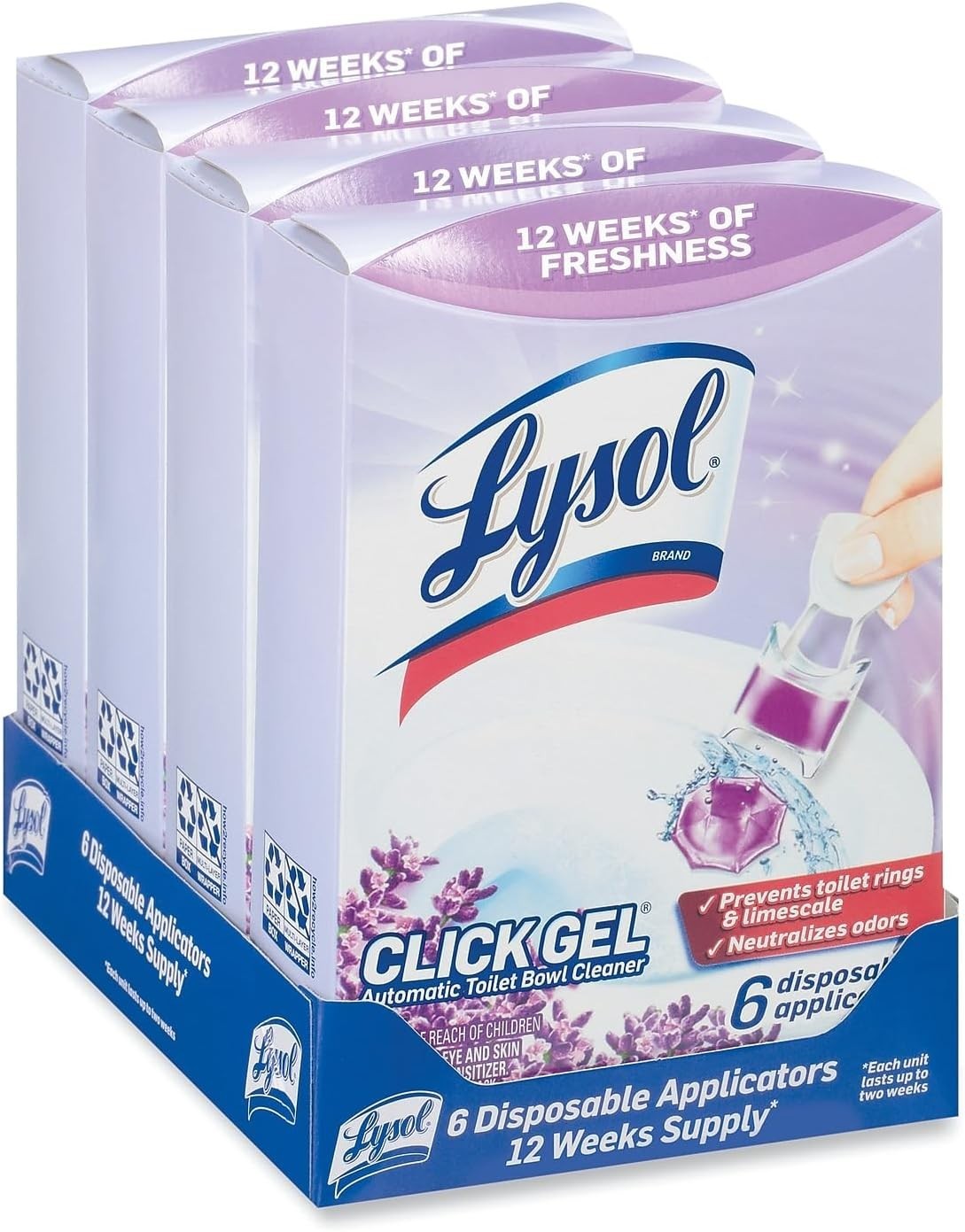 6 Count Pack of Click Gel Toilet Bowl Cleaner – Odor Neutralizing Lavender