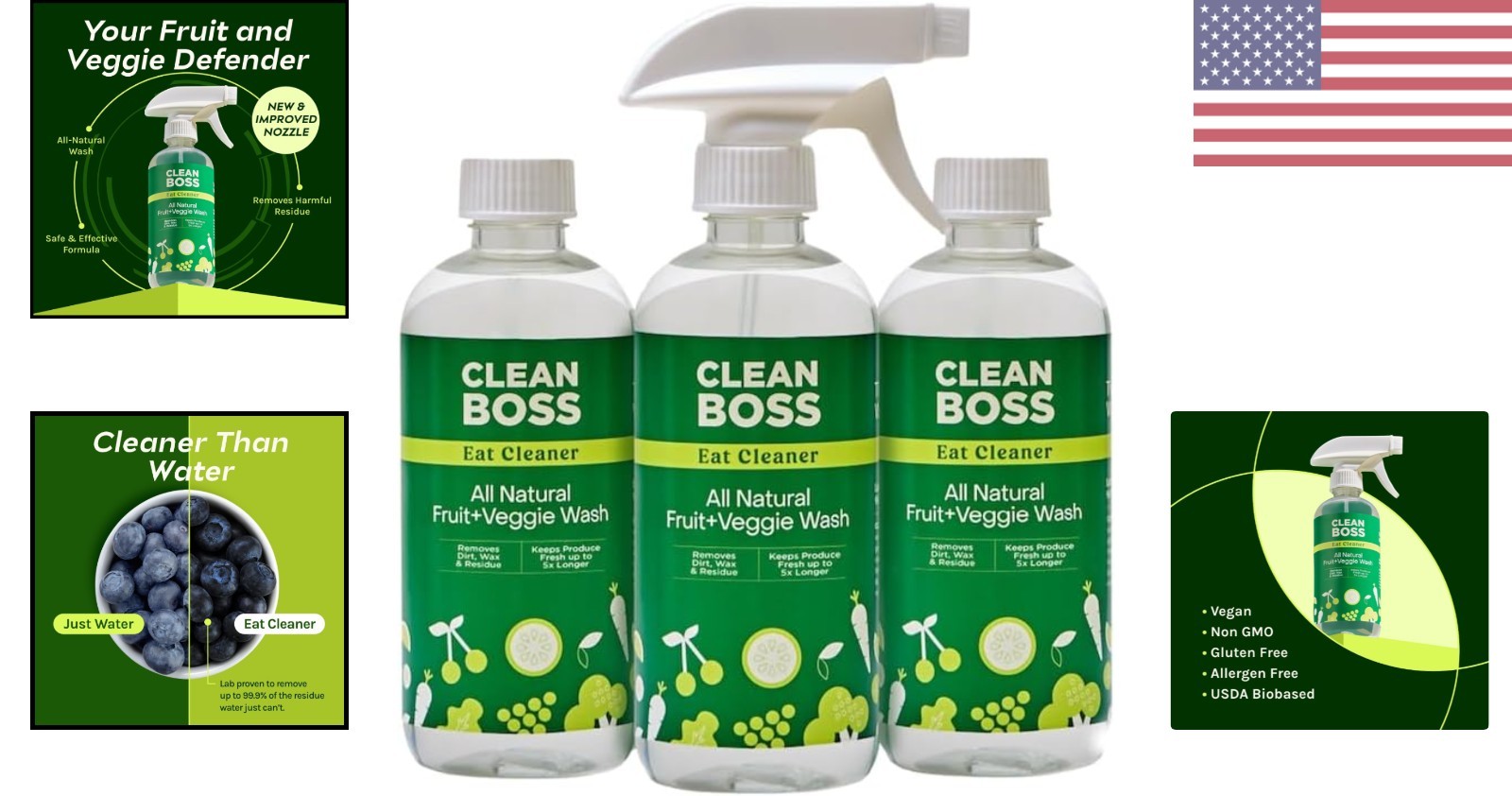 Eat Cleaner 12 oz 3 Pack – All-Natural Produce Wash for Fresh Fruits & Veggies