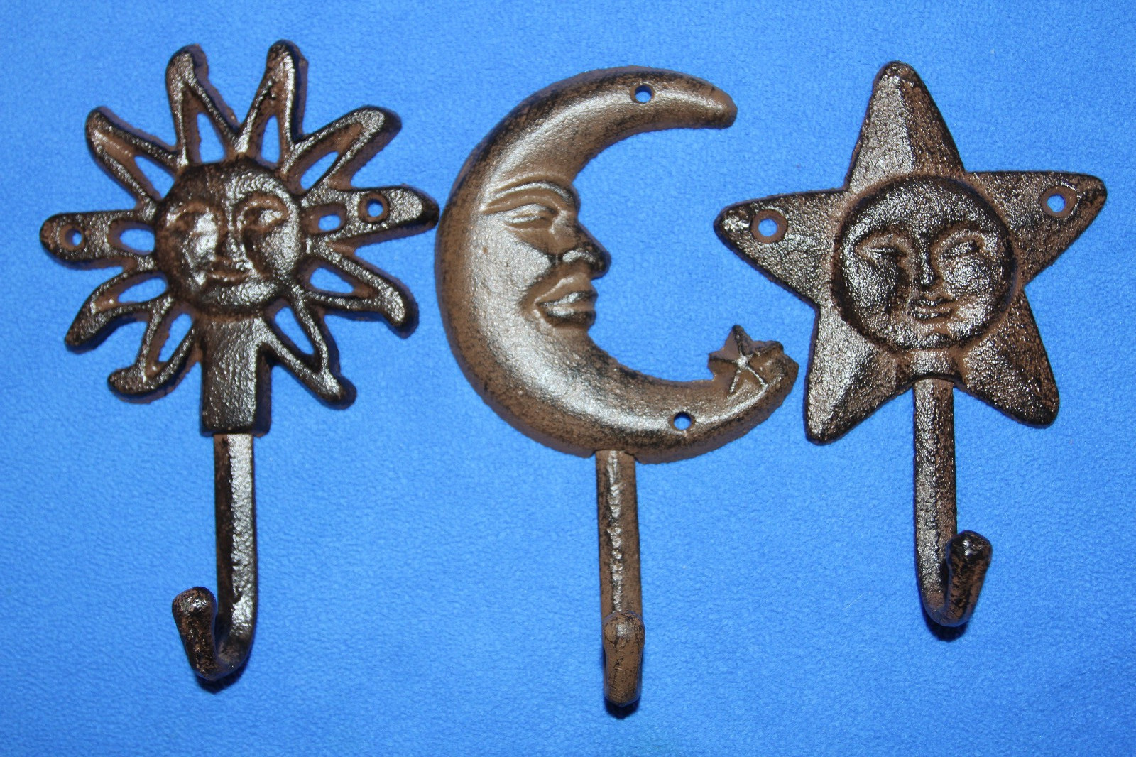 3pc Celestial Design Wall Hooks,SUN MOON STAR,Kitchen-Bath Decor,H-16,27B,82B