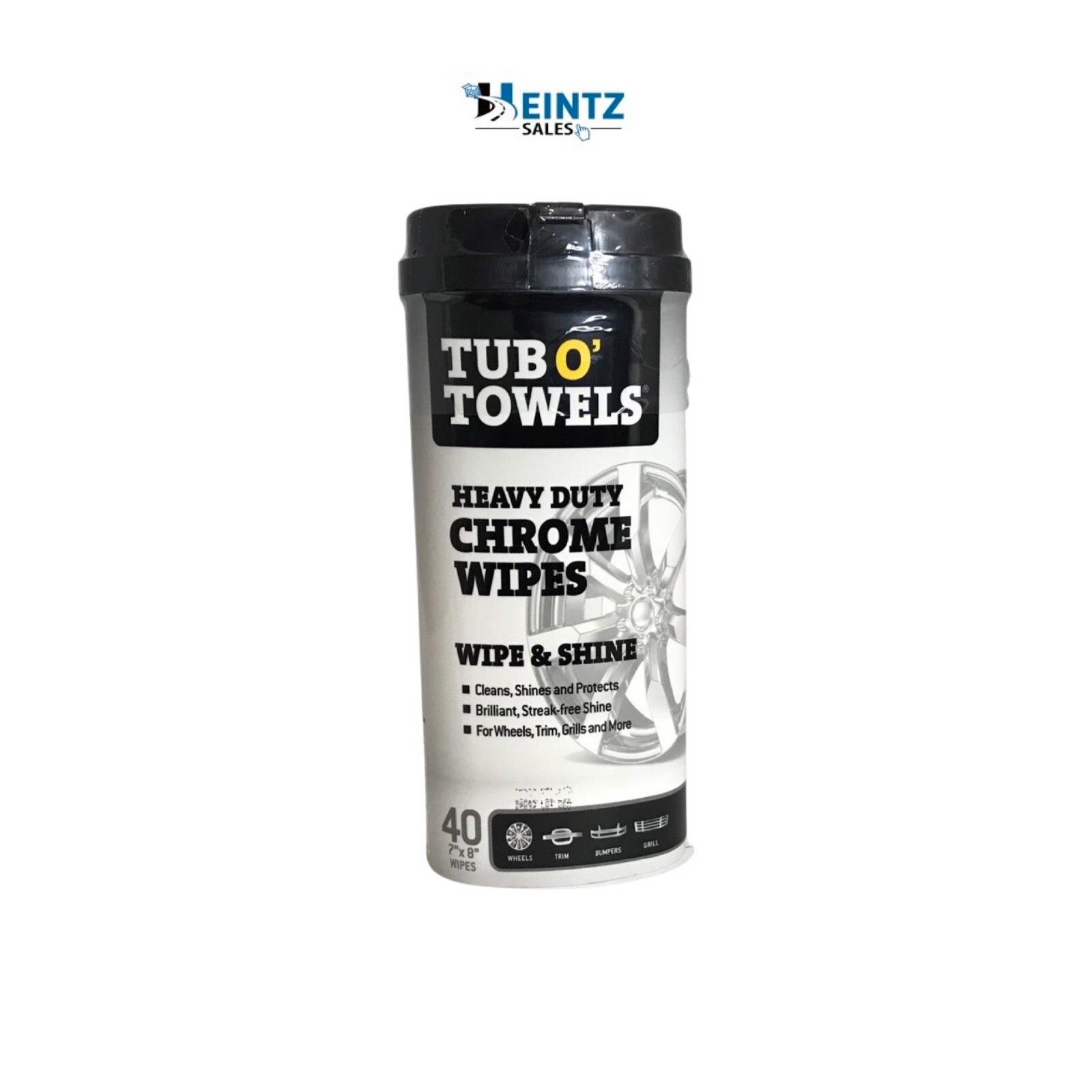 Tub O Towels TW40-CHR Heavy Duty Chrome 40 Count Wipes – Clean, Shine & Protect