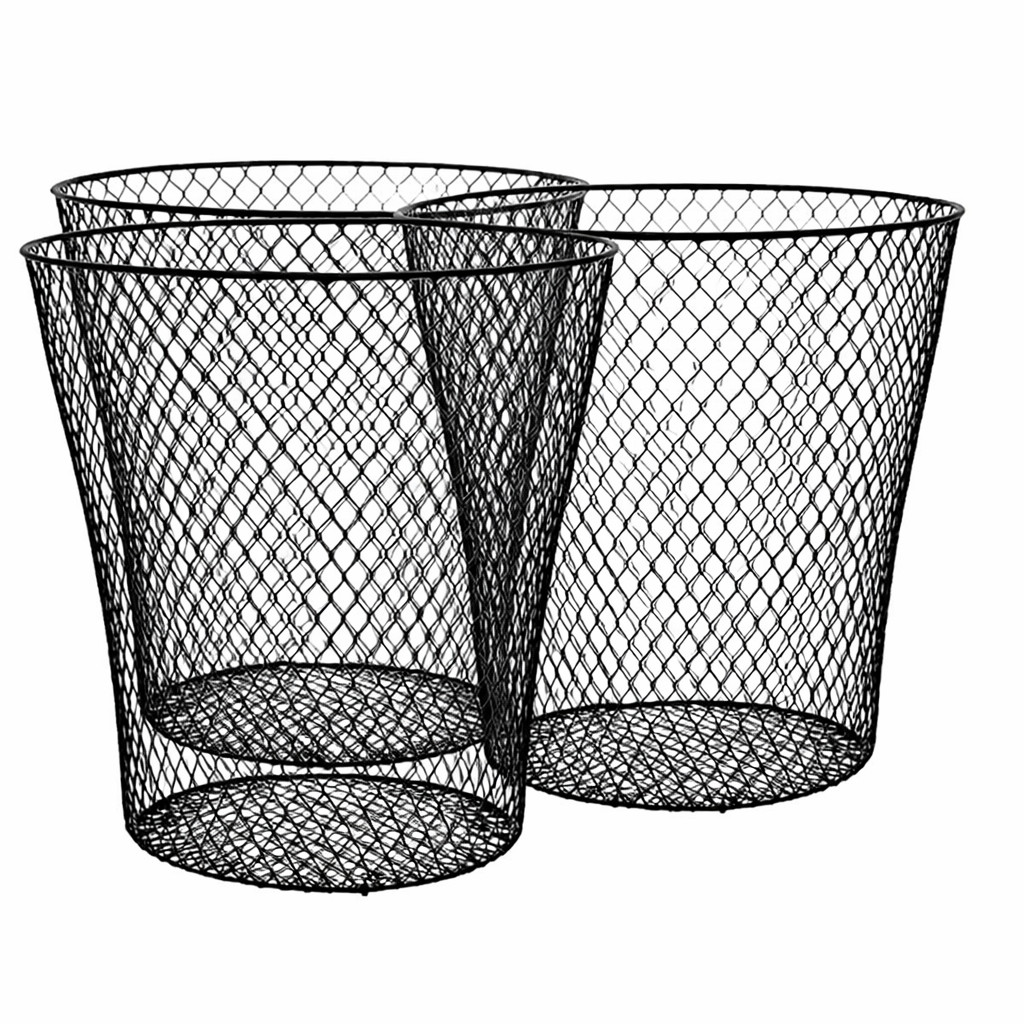3-Pack Black Wire Waste Basket, 9 in Small Metal Trash Cans for Office Bathroom