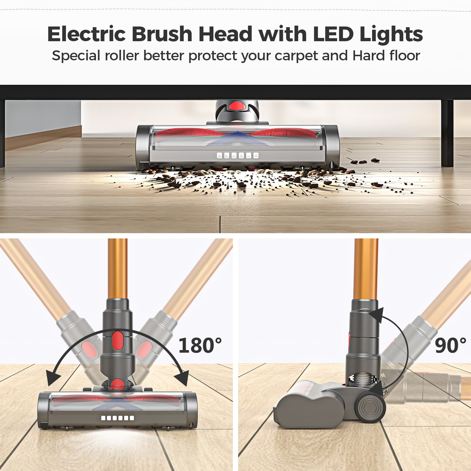 Cordless Vacuum Cleaner Stick Floor Vacuum 45min 45KPA Lightweight Rechargeable