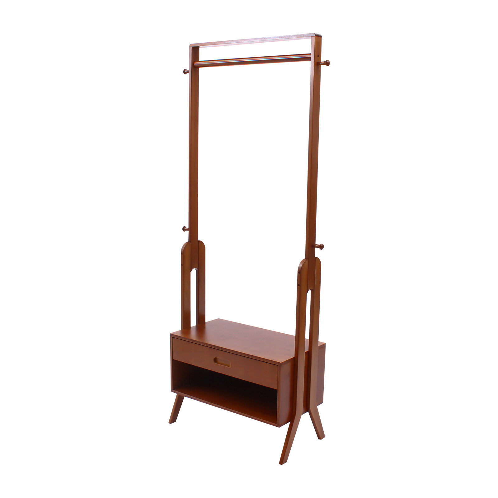 Bamboo Clothing Rack With Storage Drawer, Garment Rack Clothes Racks For Hanging