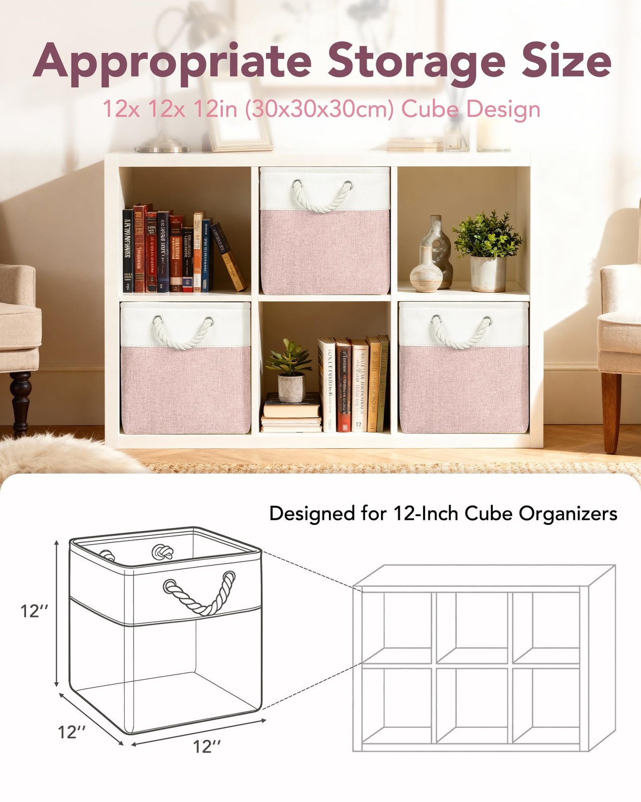 Huznxvy 12X12 Storage Cube Bins 6 Pack Reinforced Bottom Cardboard Foldable