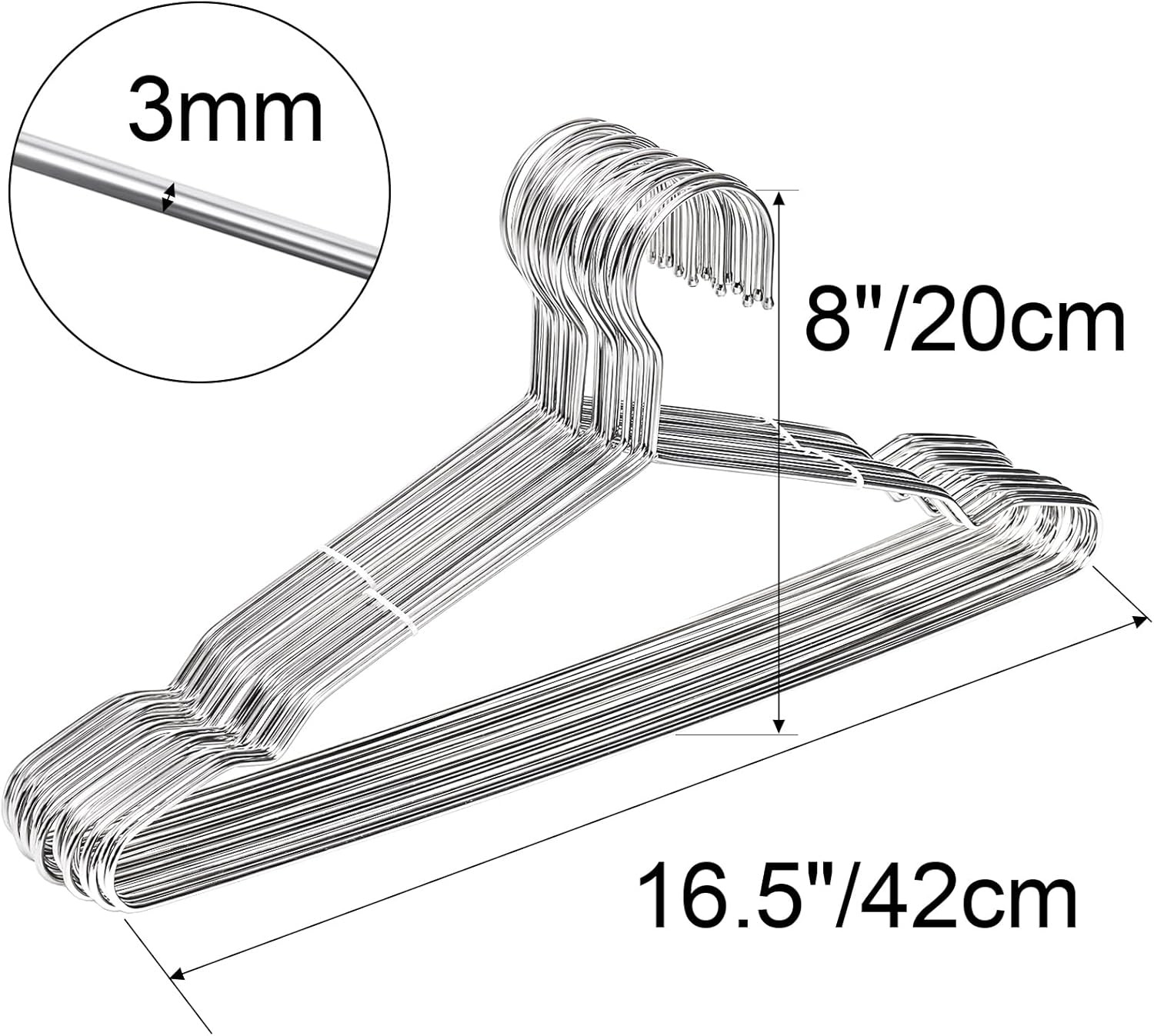 50 Pcs Wire Coat Hangers Stainless Steel Heavy Duty Metal Clothes Suit Hanger