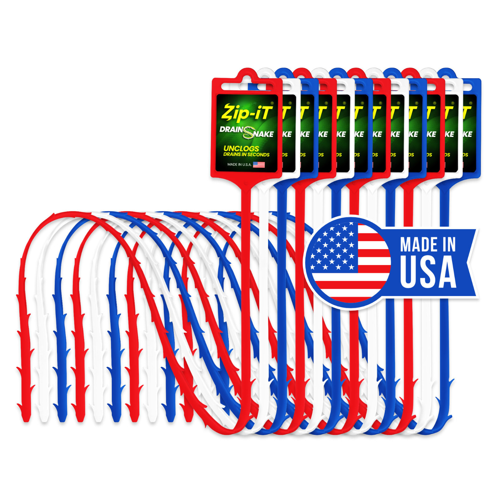 ZIP-IT (12 PACK) Clog Removal Drain Snake Cleaner Unclog Your Sink, 25 inch Lg