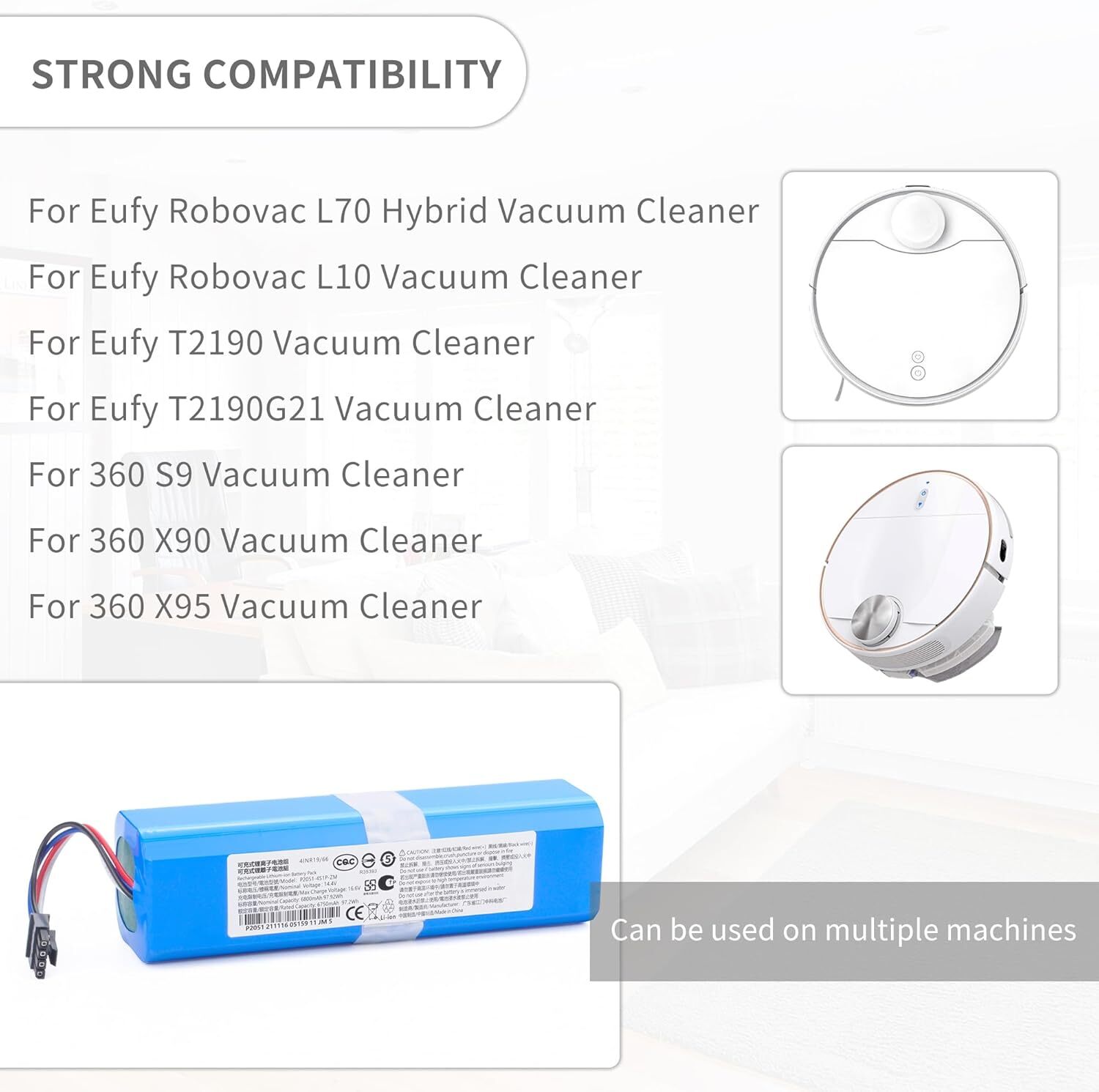 New Vacuum Battery Replacement for Eufy RoboVac L70 Hybrid L10 T2190 T2190G21