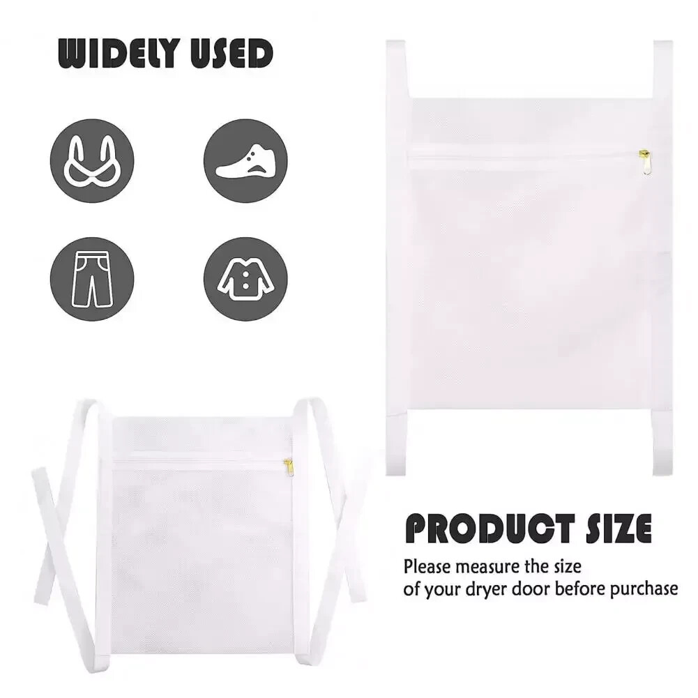 Large Laundry Mesh Sneaker Shoe Wash & Dry Zip Bag, Washer-Dryer Door Straps