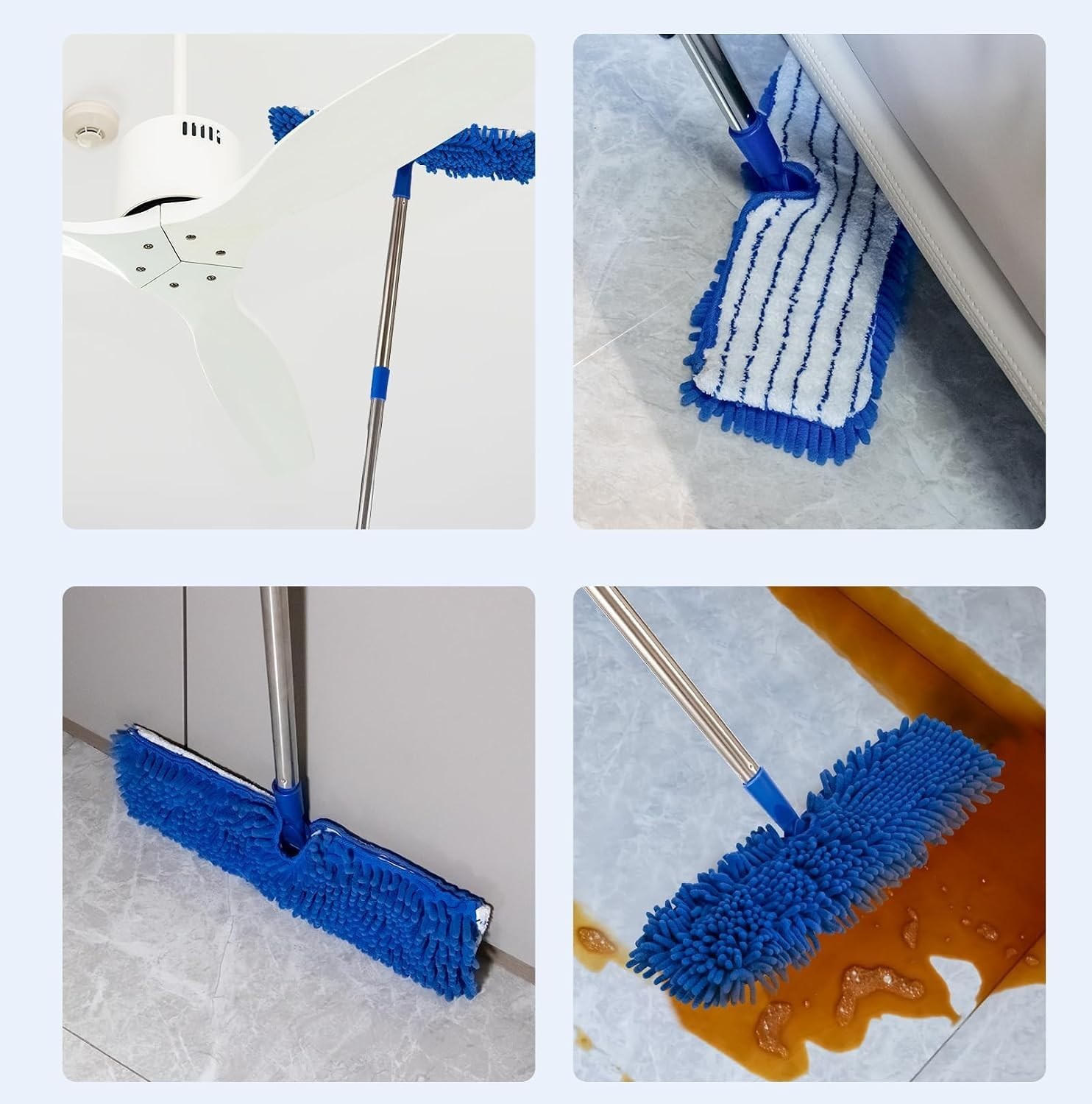 Versatile Blue Microfiber Mop – Dual-Sided for Wet & Dry Cleaning on Any Surface