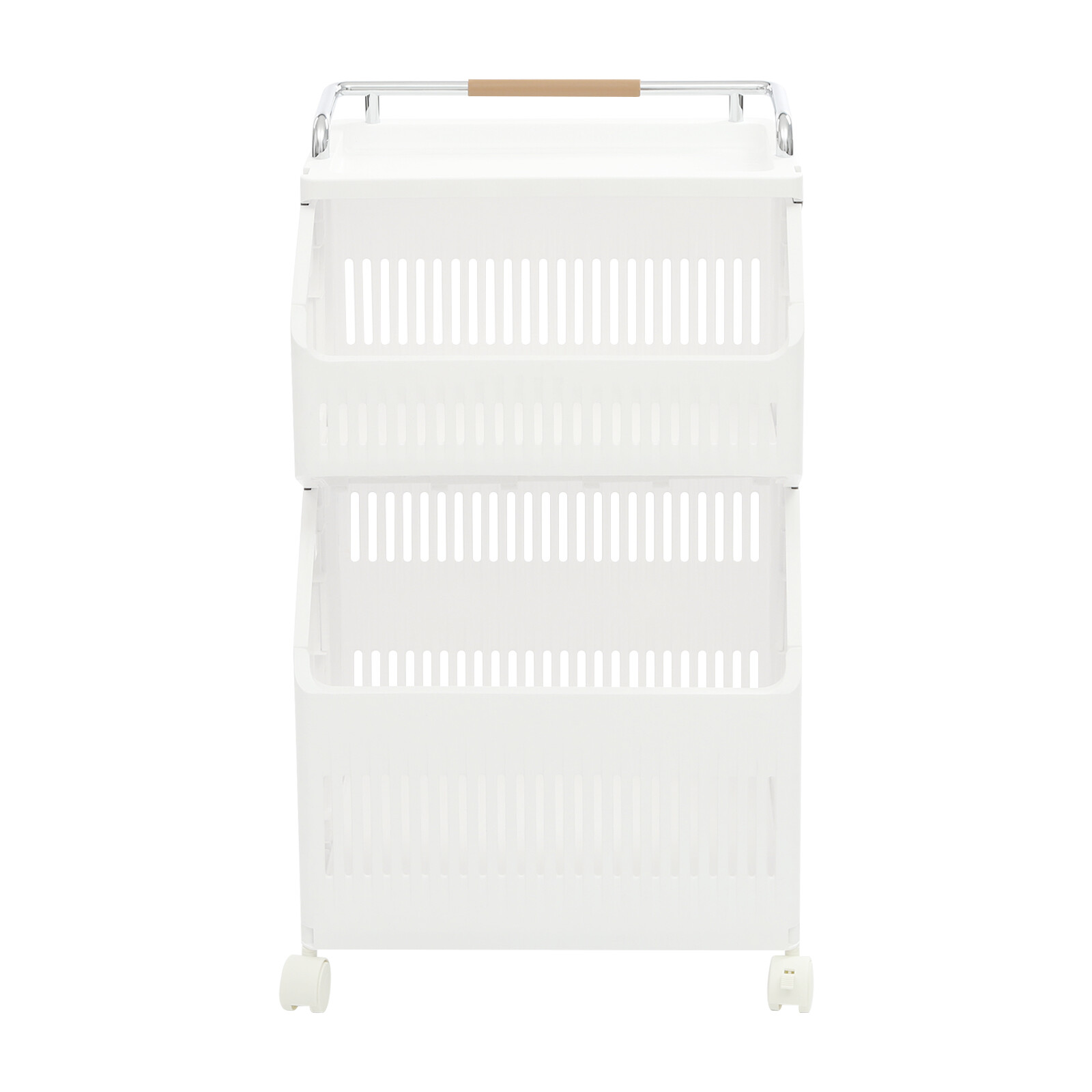 2-tier Clothes Basket Rolling Laundry Basket Collapsible Laundry Hamper Storage