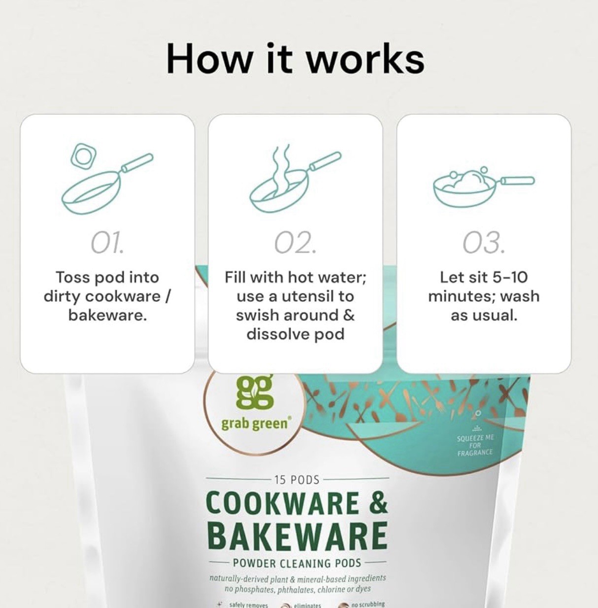 2x Grab Green COOKWARE & BAKEWARE, 15 Tangerine Lemongrass Cleaning Pods ea.