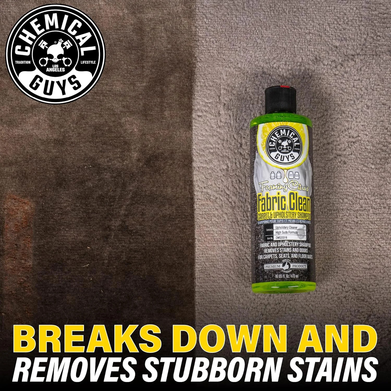 Chemical Guys, Foaming Citrus Fabric & Carpet Cleaner, Seats & Mats, 16 oz | Hig