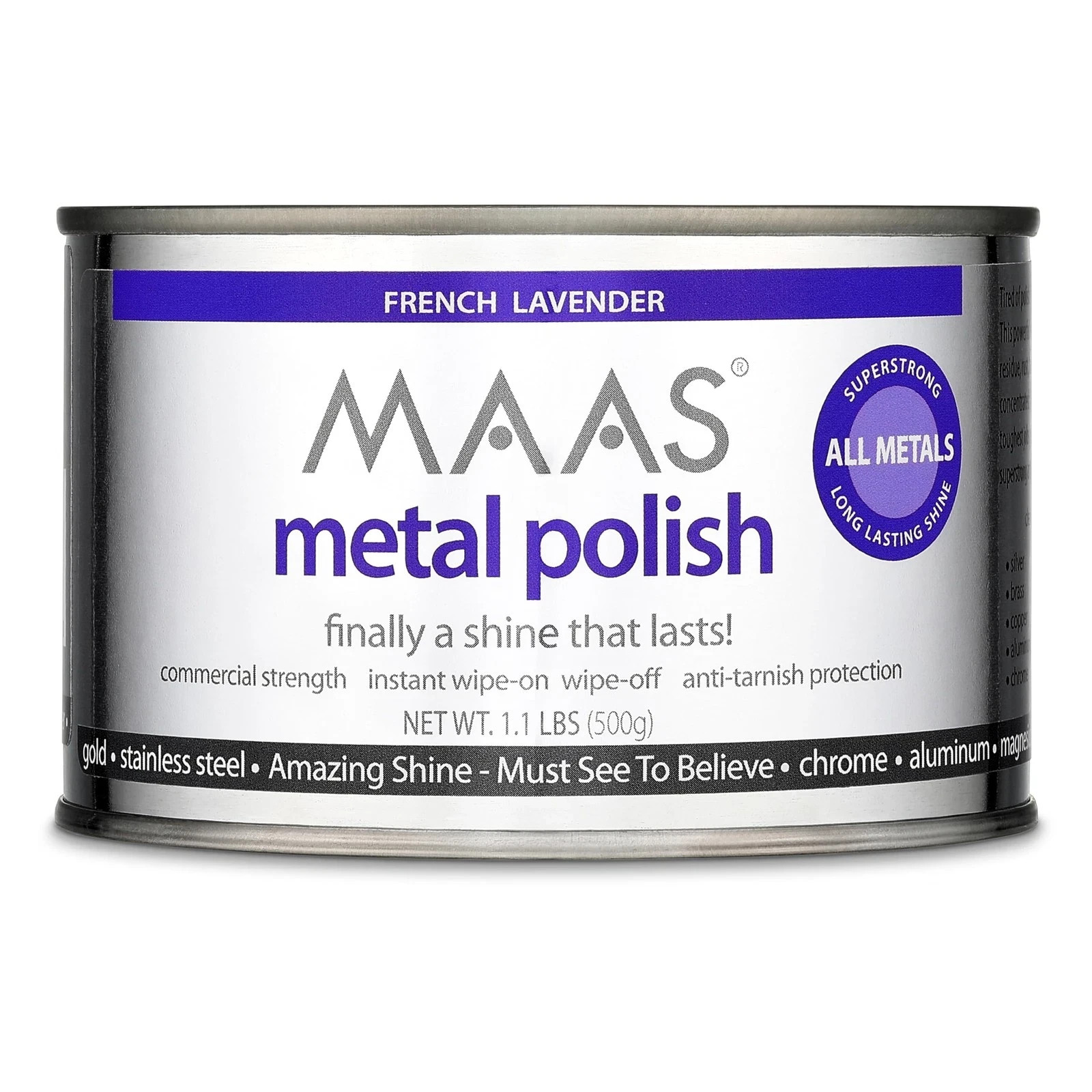 Maas Metal Polish 1.1lb Can, Universal Metal Cleaner for All Metals Clean Polish