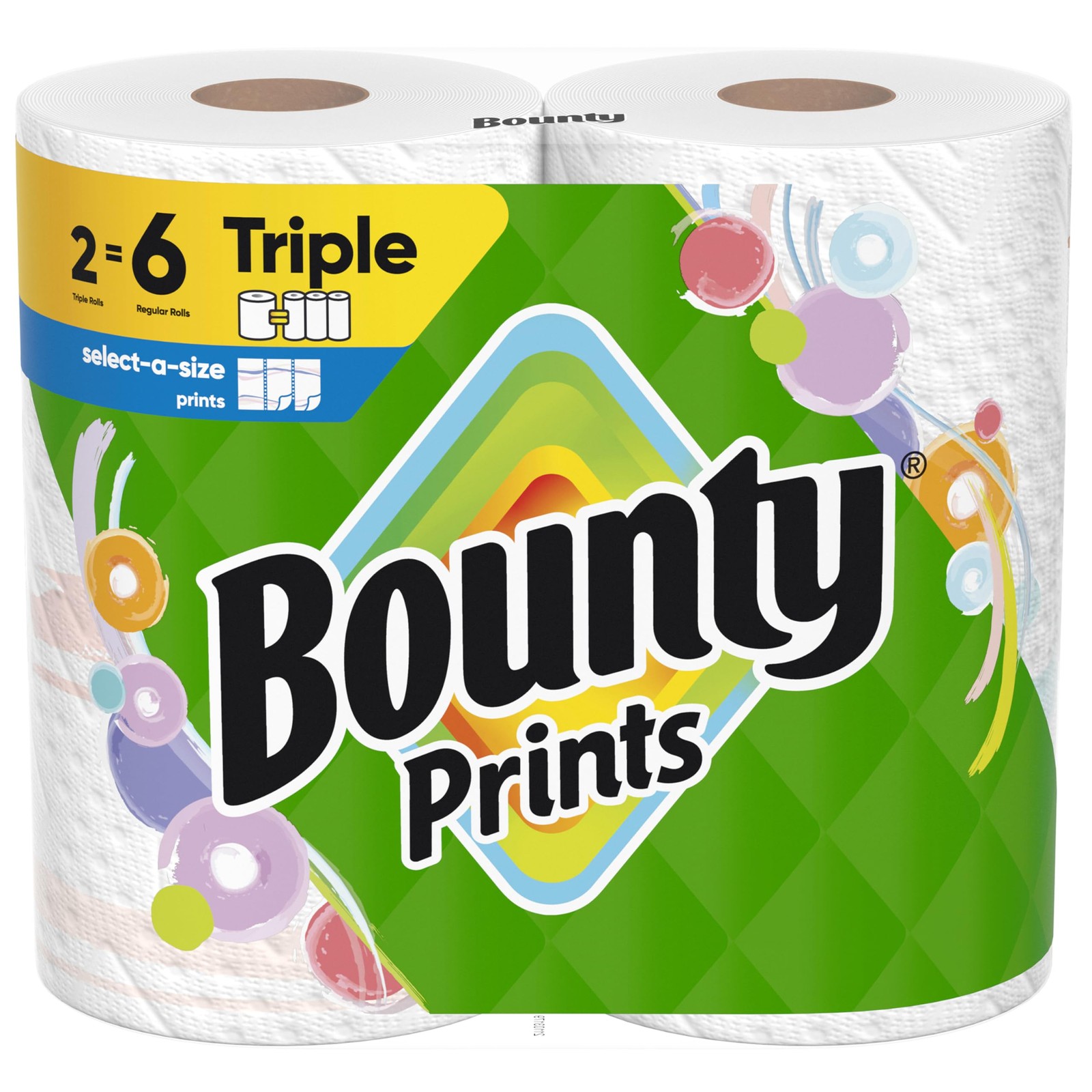 Bounty Select-A-Size Paper Towels, Prints, 2 2 Rolls (123 Sheets), Prints