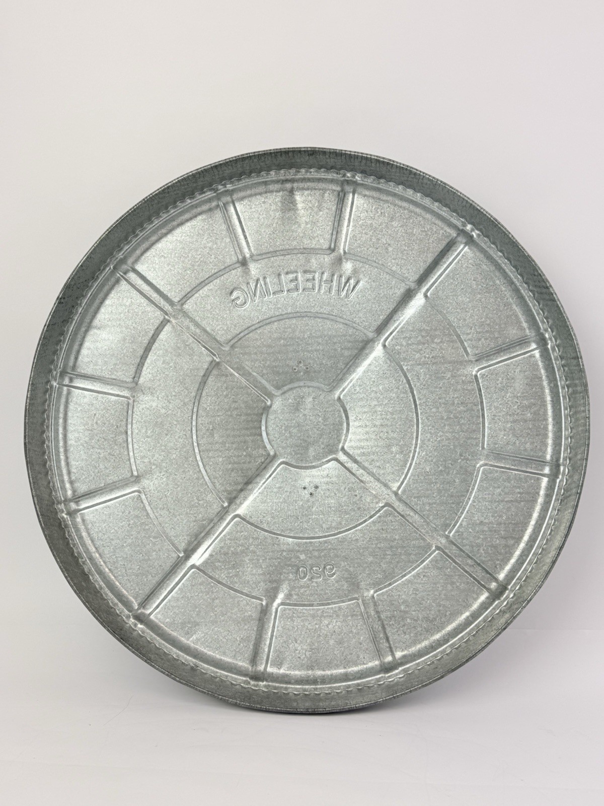 Vintage NOS Wheeling Galvanized Steel 920 18” Garbage Trash Can Lid Never Used