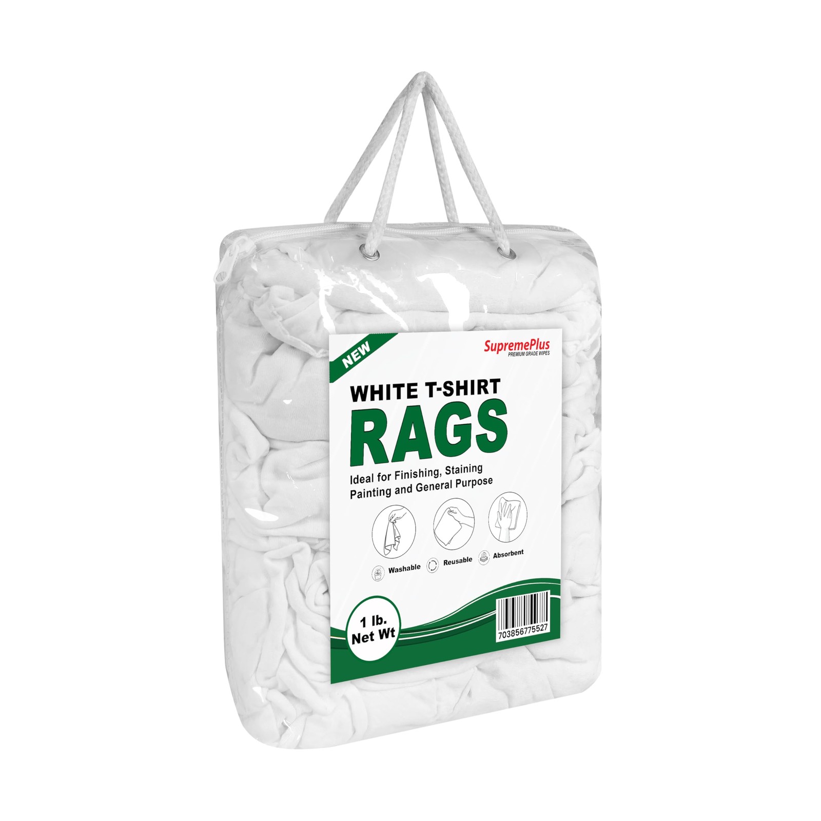 Premium White T-Shirt Cleaning Rags (1 lb. Bag) – White Cotton Rags for Clean…