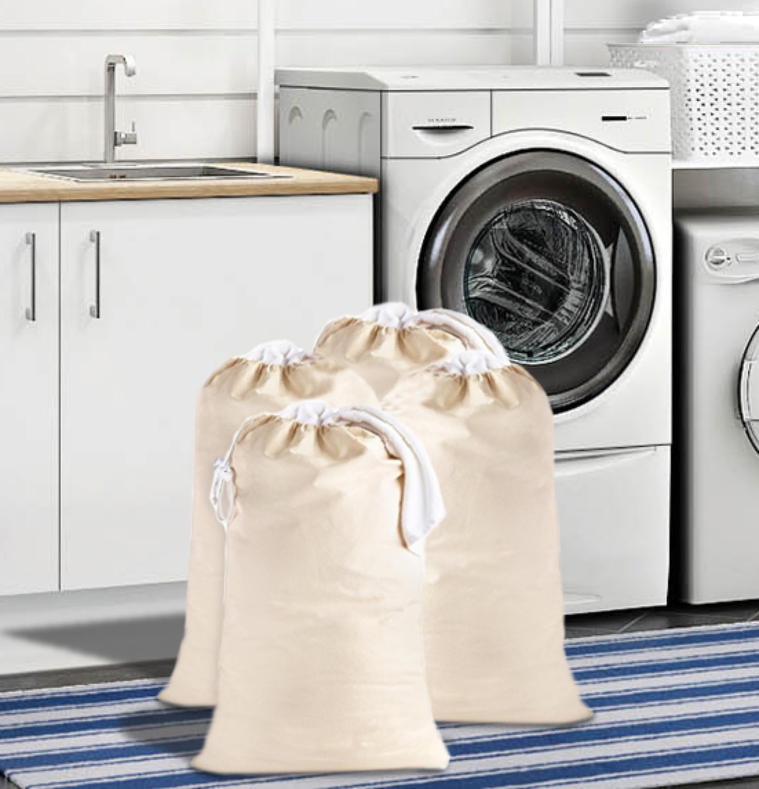 Extra Large Laundry Bags -4 Pack Heavy Duty Durable Cotton Canvas Drawstring